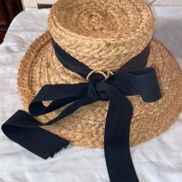 RARE HELEN KAMINSKI Natural Raffia Straw Bow flower detail Hat - Picture 15 of 16